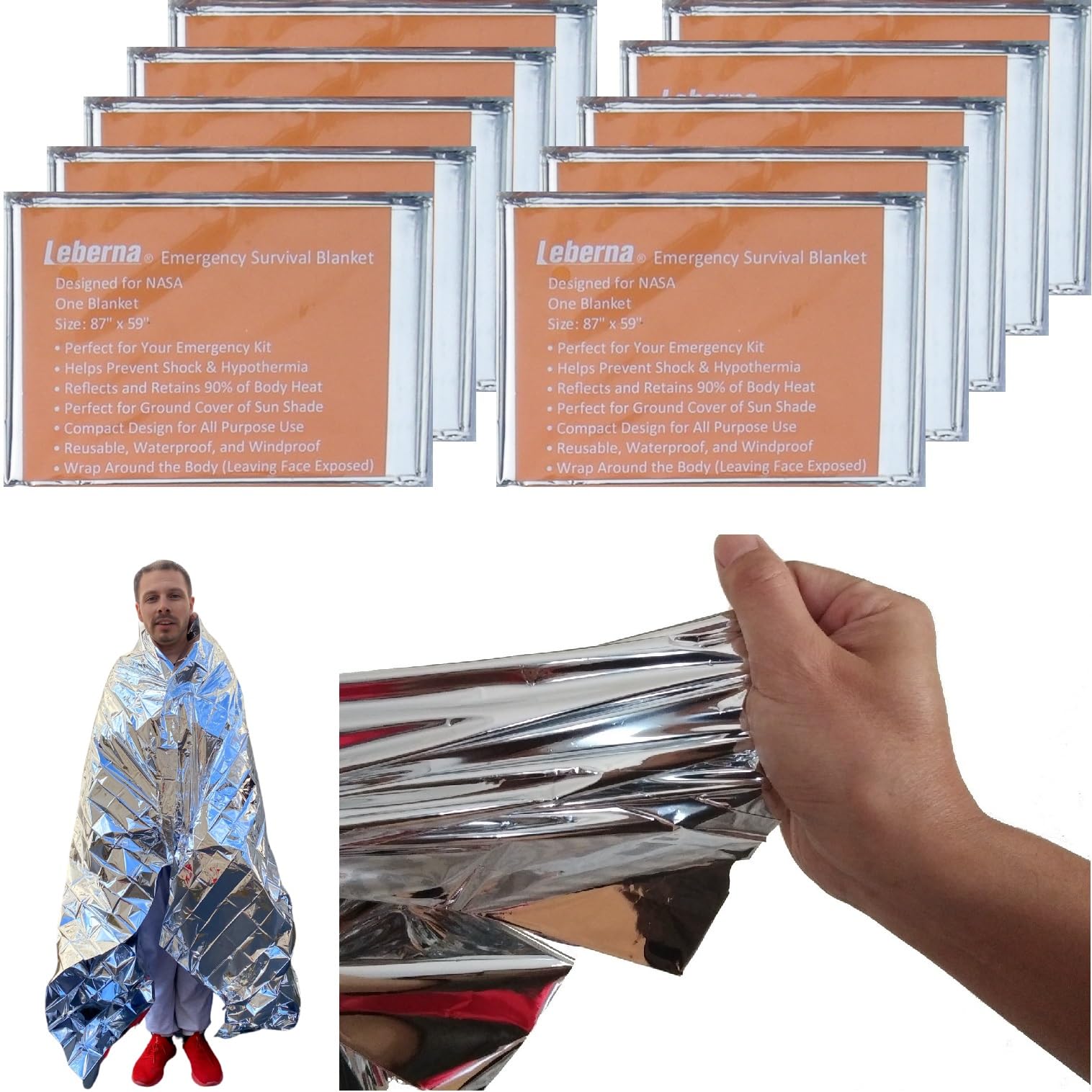Amazon.com: Leberna Emergency Blanket Survival Gear | Foil Mylar